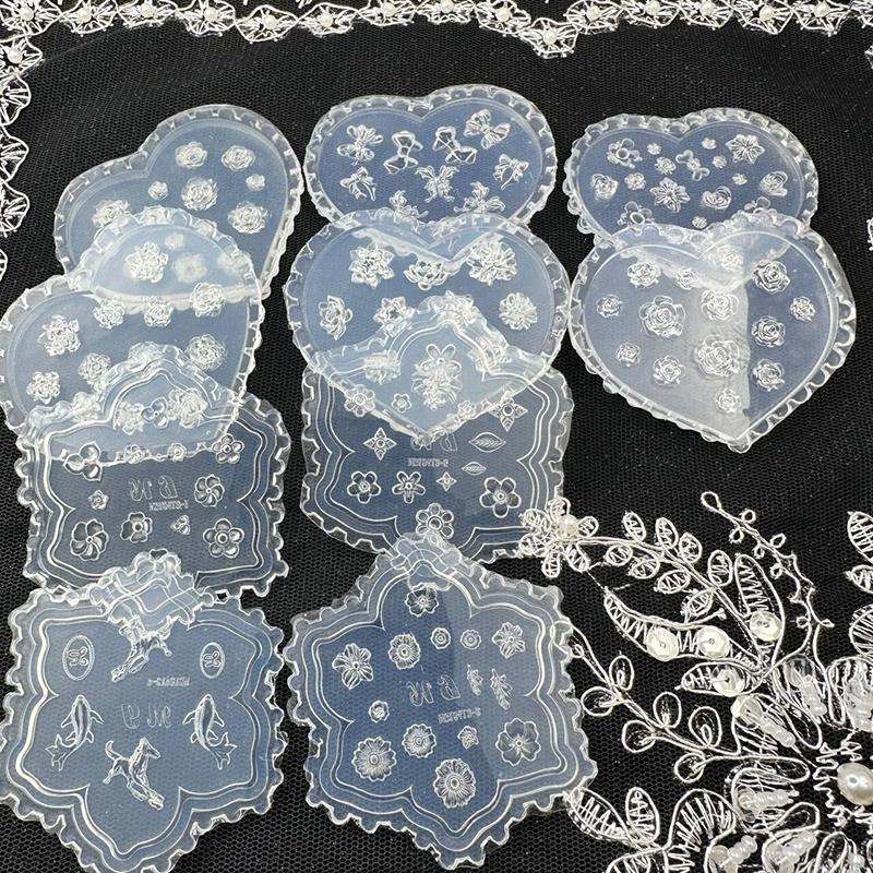 3D Silicone Flowers Leaves Butterfly Design Nail Art Carving Templates Nail Mold Manicure Tool Decor Gifts