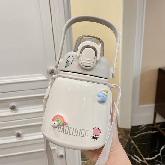 650 ml vattenkokare Värmebeständigt rostfritt stål av livsmedelskvalitet Vattenhalmflaska termovakuummugg