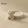 Decorative Trinket Tray Highland Cow Jewelry Storage Tray, Round 3D Printed Desktop Creative Bedroom Organizer, Tabletop Container for Rings Earrings