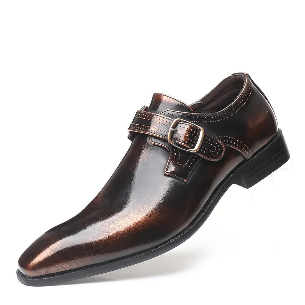 

new men s pointed British men s leather shoes buckle low order shoes large men s shoe covers 48