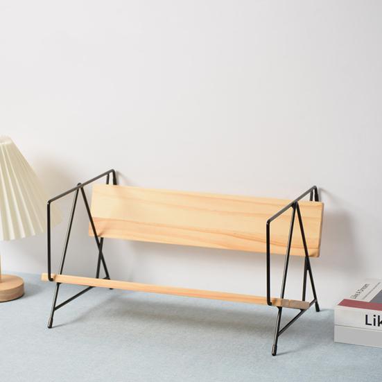 Nordic Retro Bookshelf Bench Style Walnut Storage Rack Desktop Organizer for Magazines Book And Decorations Stylish Home Office Organizer