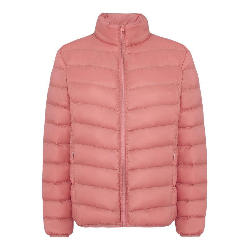 2024 Women's Slim Fit Lightweight Down Jacket - Autumn/Winter, Short, 90% White Duck Down, Stand Collar, Korean Style, Plus Size Available.