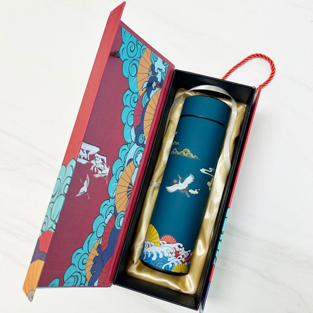 16Oz InsulatedCoffee Tea Travel Thermos Flask Leakproof BPA1 Free with Removable Filter and Thermometer Elegant Asian Art Design