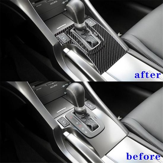 3Pcs Carbon Fiber Interior Automatic Gear Shift Cover Trim For Acura TSX 2009-14