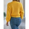QICED Autumn and Winter Solid-color Twisted Lantern Long-sleeved Waist-cinching Pullover Sweater for Women