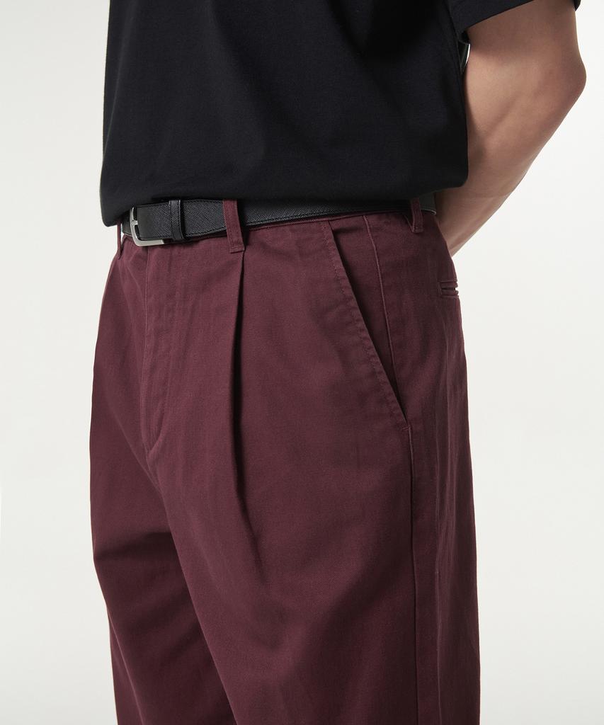 MUSINSA STANDARD One-Pleat Regular Fit Chino Pants [Burgundy]