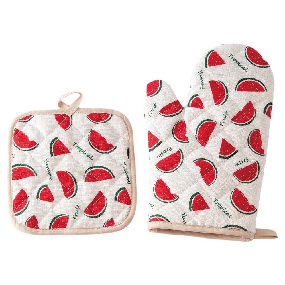 2 pcs Heat-Resistant Microwave Mitten Cotton Lining Insulated Glove  Household