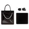 Harujio Ita Mini Tote Crocodile Ita Bag Bag, Small, 2-Way Bag/Shoulder Bag, Cute, High-Quality Print, Black/White, (Black)