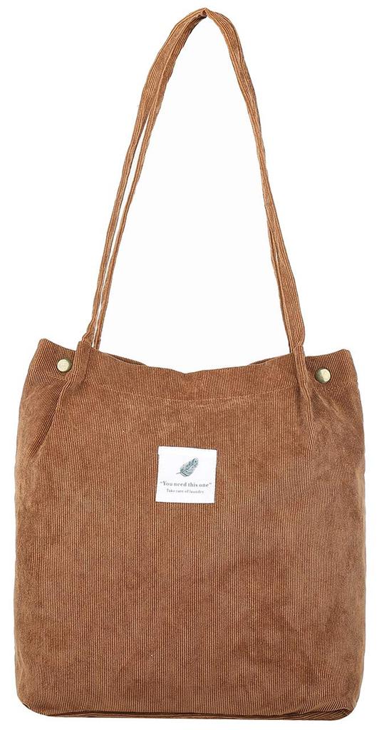 Angel Moon Women's A4 Size Corduroy Tote Bag, Simple and Large, Perfect for College Students, Commuters, Sports, and Lunchboxes. Stylish and Stylish