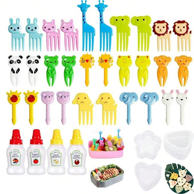 

37 шт. вилка для фруктов в виде фермы животных, мини-мультяшная детская закуска, торт, десерт, еда, шпажка, зубочистка, бенто, обед, декор для вечеринки, случайный цвет
