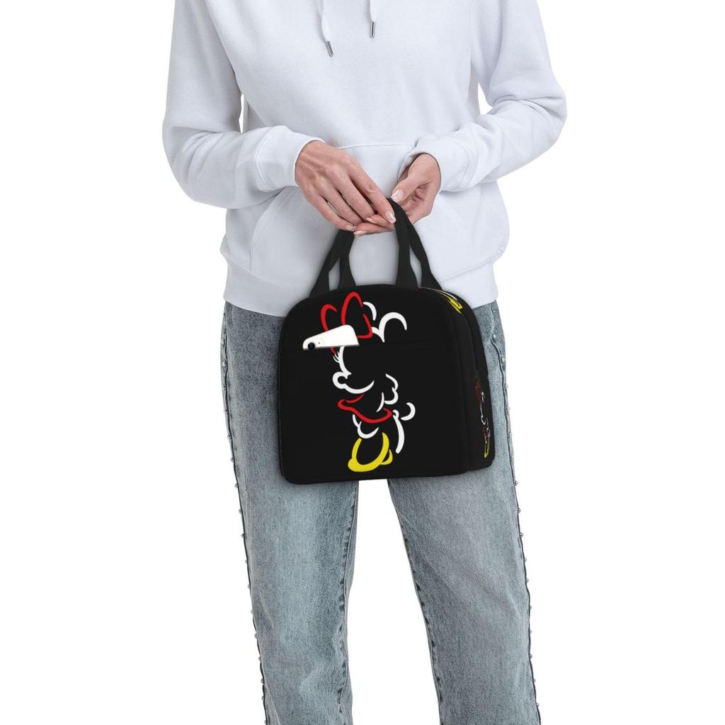 Mickey Mouse Lunch Bag with a Zipper Closure. This Compact, Stylish, Portable Insulated Lunch Bag Features a Soft Cooler Bag and a Stylish Clasp