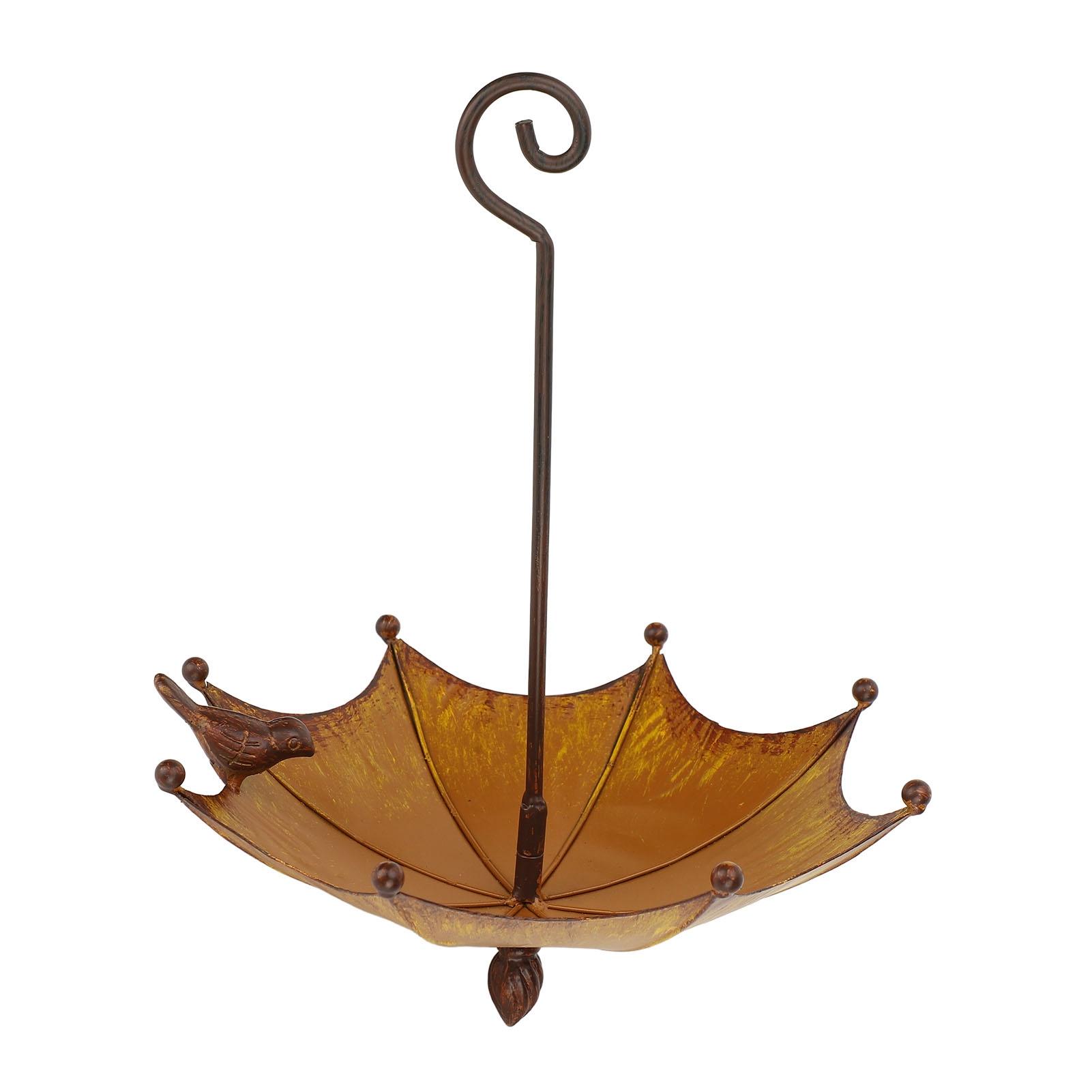 Decorative Bird Feeder Iron Umbrella Shaped Exquisite Hanging Bird Feeder for Home Yard Garden Decorations