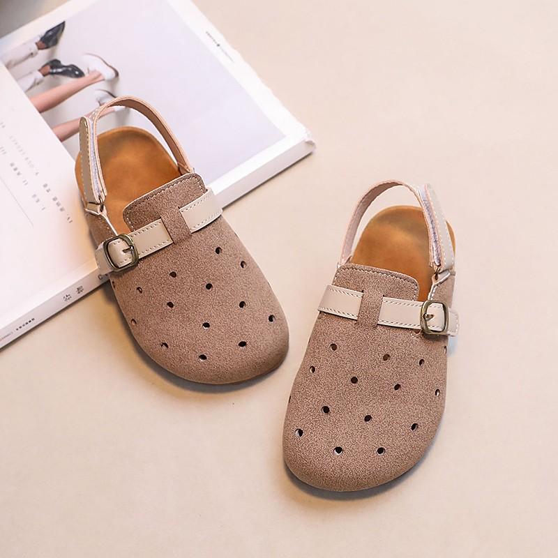 Children Half Slippers Soft Sole Kids Summer Beach Shoes Boys Girls Hollow Toes Capped Slippers All Match Breathable 2024 New