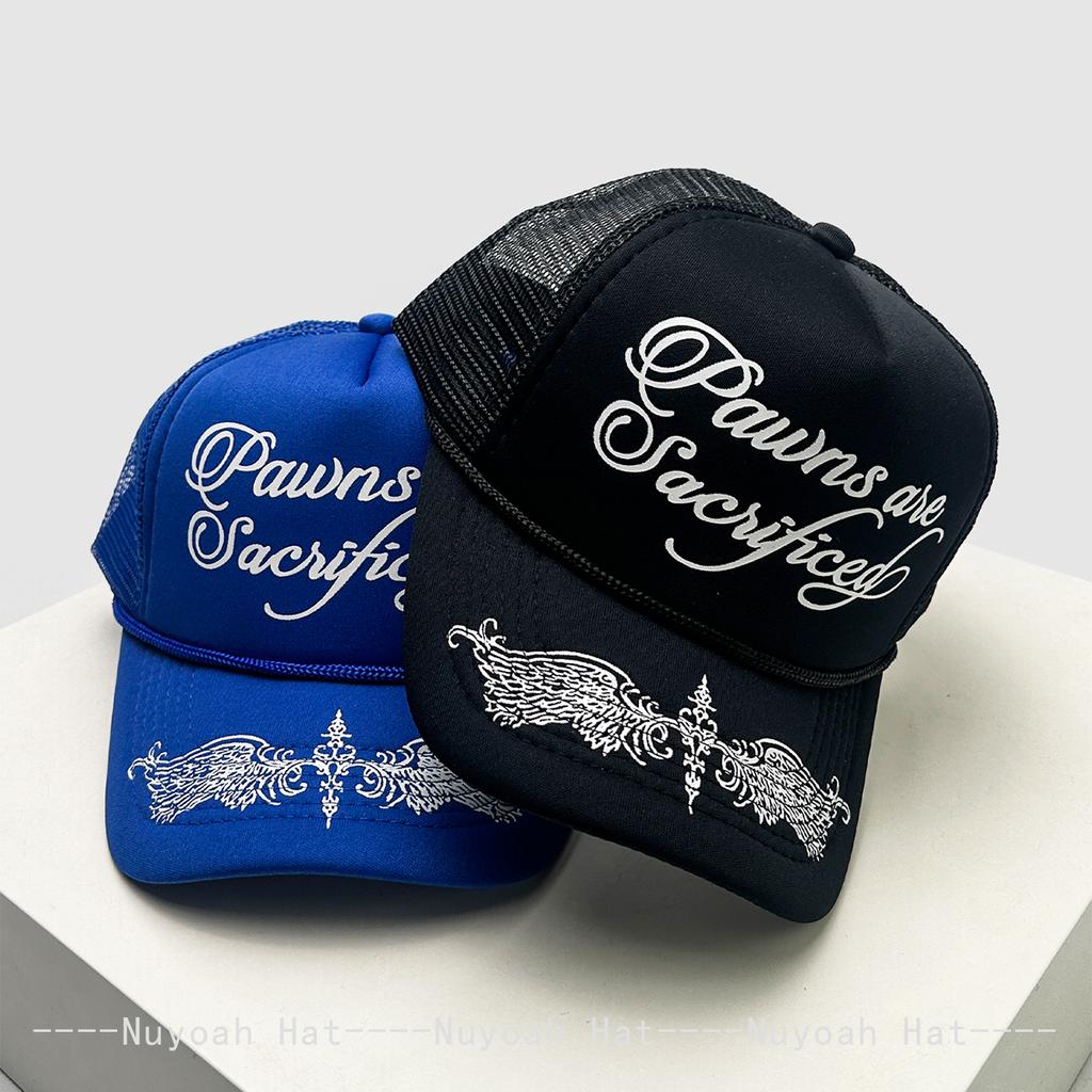 New Unisex Personal Printed Letters Wing Baseball Hats Hip Hop Breathable Color Block Sunshade Trucker Caps Mesh Versatile Ins