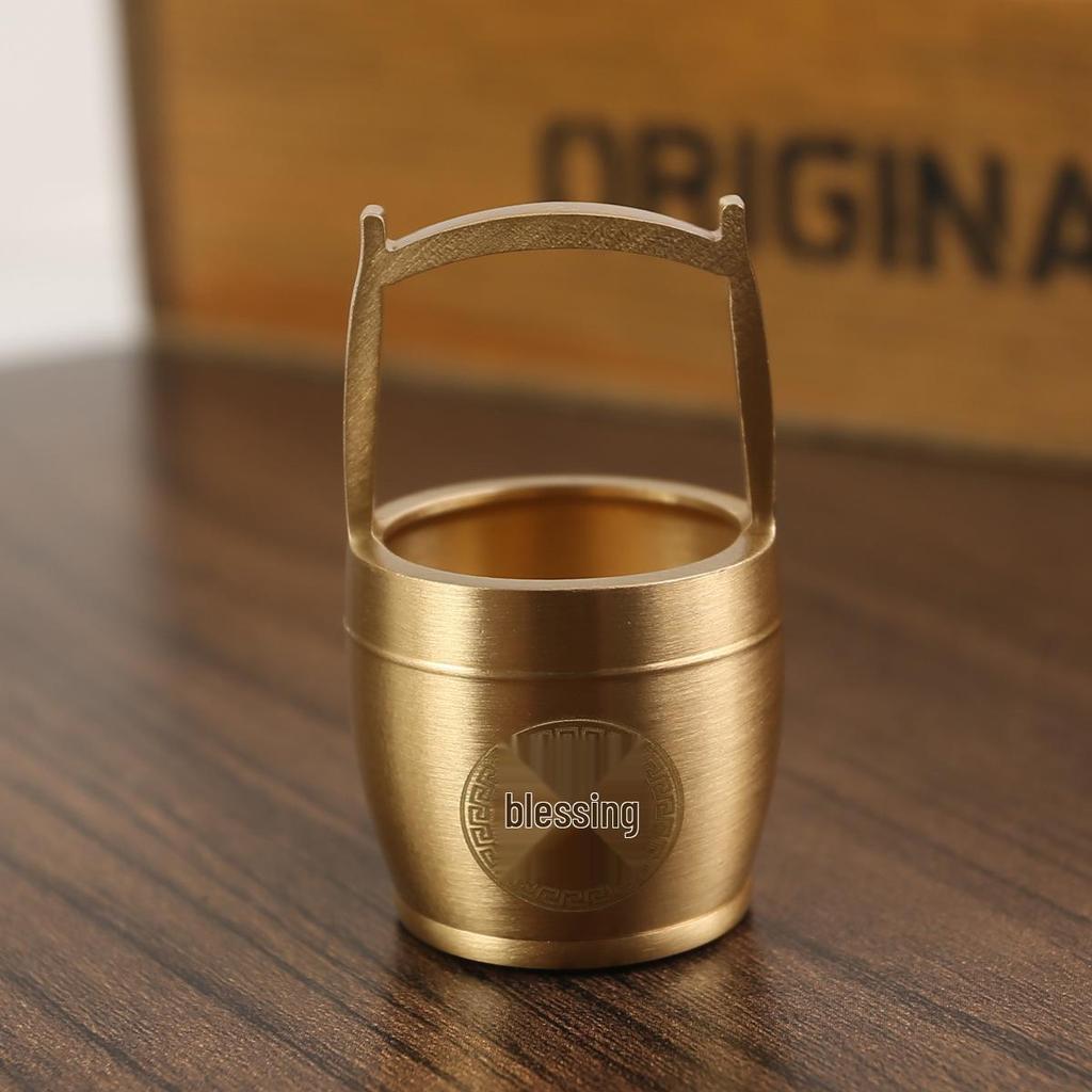 Pure Brass Gold Ornament: Small Decorative Water Bucket for Creative Office Decor