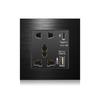 18W Type-C Fast Charging Universal 5-pin Dual Power Socket,Stainless Steel  Electrical Outlet with DC 5V 3.1A Type-c USB Charger