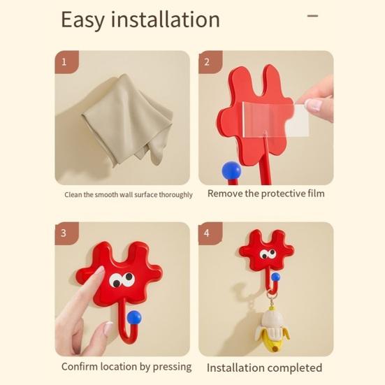 4Pcs Cartoon Wall Hooks Adhesive Waterproof Bathroom Hook Fun Puzzle Piece Hooks for Entrance Kids