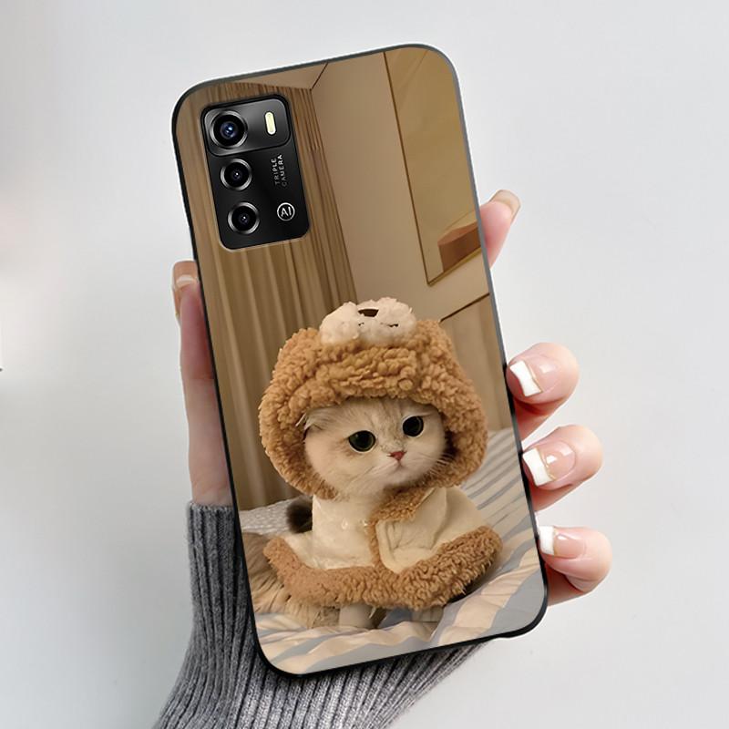 Pouzdro Pro ZTE Blade A72 4G V40 Vita Kryt na telefon Plášť Estetické Roztomilá Kočka Astronaut Móda Matně Černé Ochranné Měkké TPU Kryt