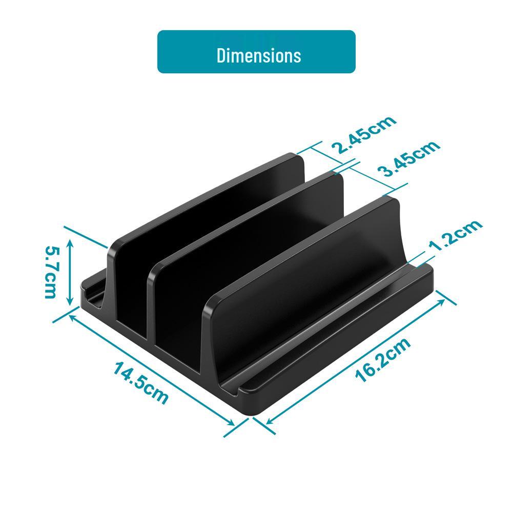Vertical Dual-Slot Storage Stand for Laptops, Tablets & Phones