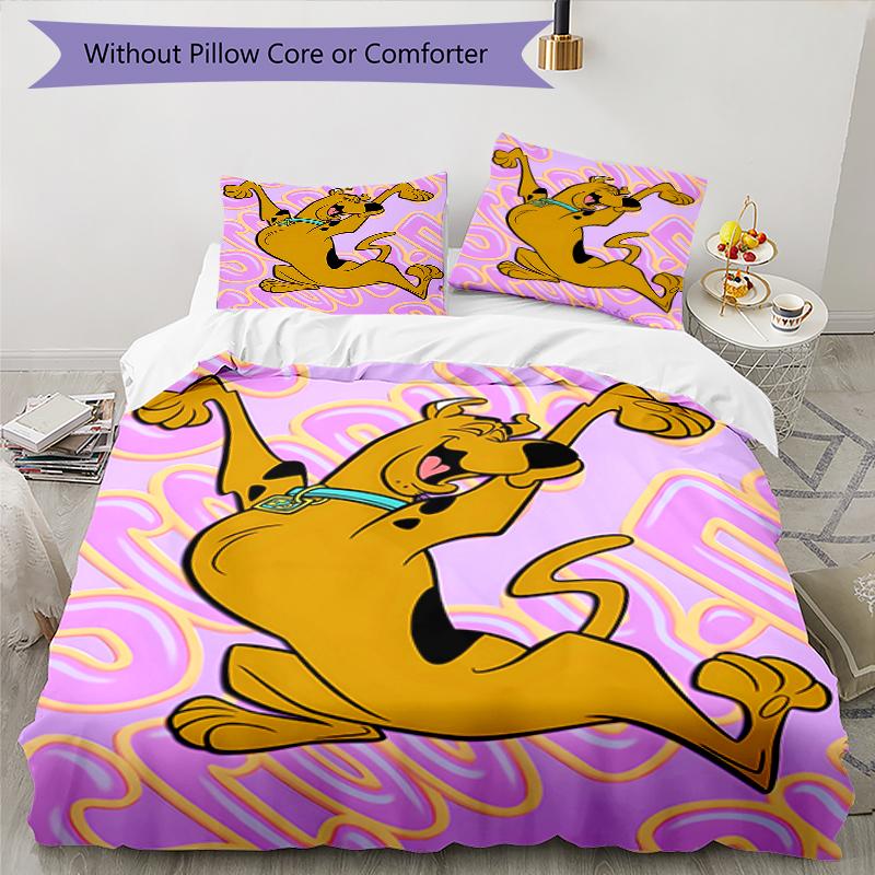 3pcs Scooby Doo pattern bedding set duvet cover set includes duvet cover &pillowcases, perfect all season bedroom decoration & gift