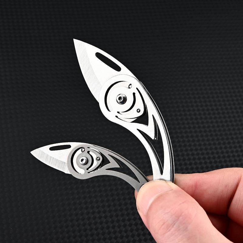 Conch Style Titanium Alloy Mini Knife with D2 Steel Blade, Stainless Steel Folding Design - Portable Keychain Box Opener
