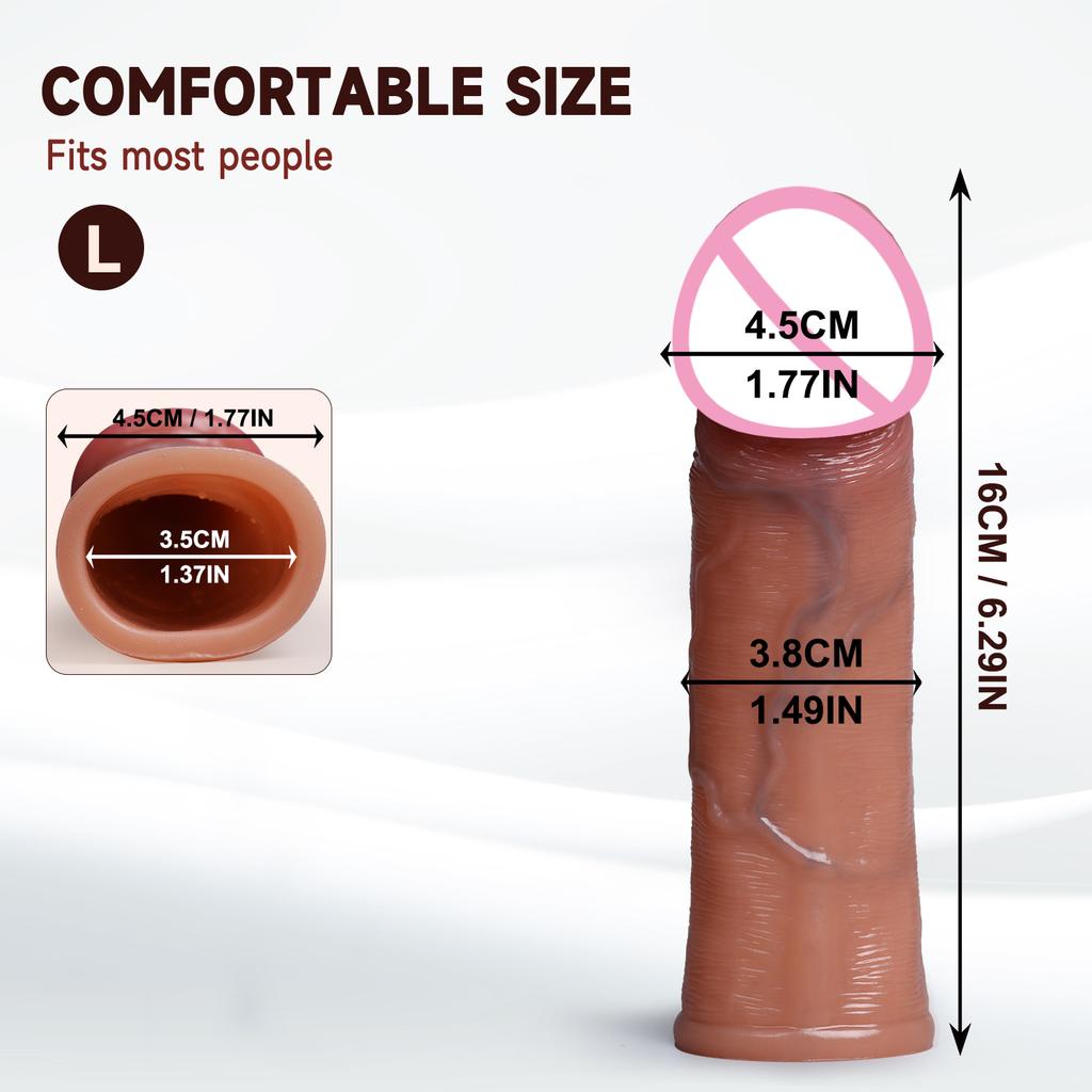 Soft Silicone Cock ring Condom Enlargement Dildo Penis Sleeve Realistic Penis Extender Adult Sex Toys for Men Condom Cock Sleeve