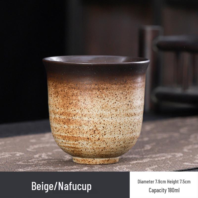 Hearthside Ceramic Japanese Tea Tasting Cup - Retro Coarse Pottery Gongfu Style 180ml