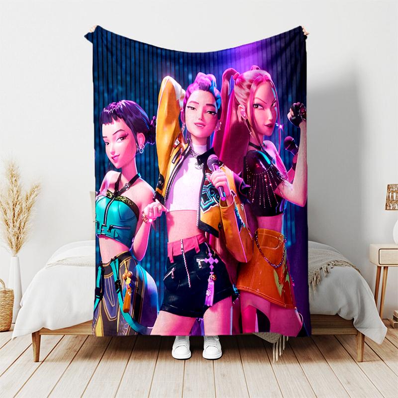 1pc Blanket Kpop Hunter5 Print Design, Lightweight Blanket for Sofa, Bed- Soft &Warm, Gift for All Seasons like Christmas, Halloween