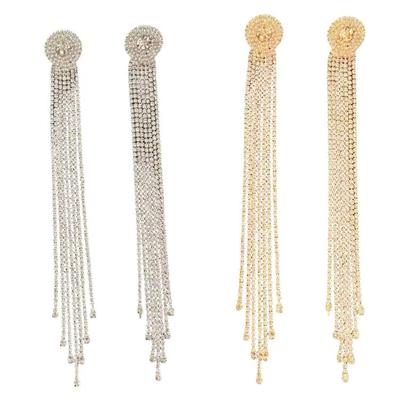 Glittering Rhinestones Long Tassels Drop Earrings In High Quality Alloy Offering Dateless Elegance for Various Occasions