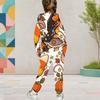 Girls Halloween Cartoon Printed Hooded 2 Piece Outfits Long Sleeve Kangaroo Pocket Top Cuffed Pants