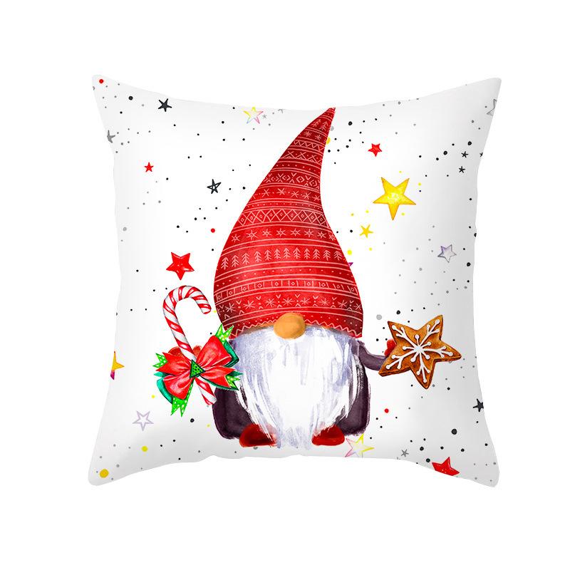 Pattern Of Santa Claus' Car And House Throw Pillow Cover With Short Plush Print For Living Room Sofa Decoration Cushion Cover