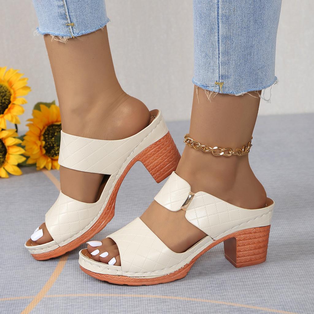 New summer fish mouth high heel sandals large size with casual thick heel sandals