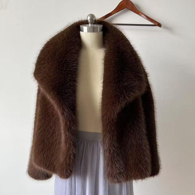 

Меховое утолщенное теплое пальто из искусственного меха женское лисий мех уличный стиль плюшевая женская одежда универсальное XXL