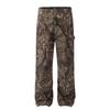 Unisex Retro Camouflage Distressed Work Pants - Straight Leg, Loose-Fit Outdoor Casual Wear