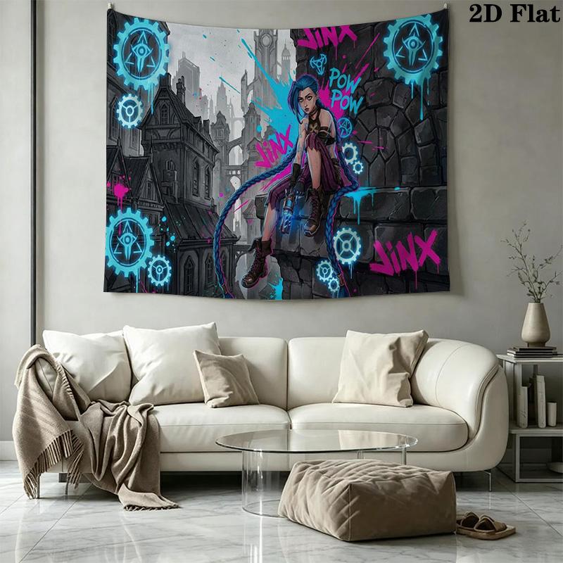 Jinx Wall Tapestry Aesthetic Wall Hanging Printed Fabric Blanket Decorative Tapestries for Bedroom Living Room Home Decor