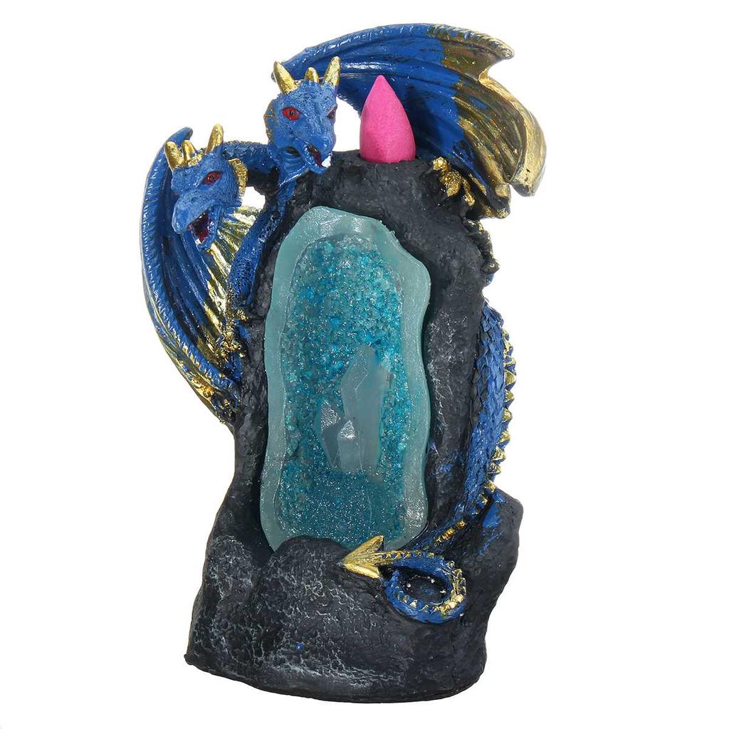 Dragon Backflow Incense Burner Ceramic Waterfall Incense Holder Censer with Cones Aromatherapy Home Decoration