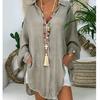 2024 European & American Women's Spring/Summer Color Button Long Sleeve Loose Casual Shirt