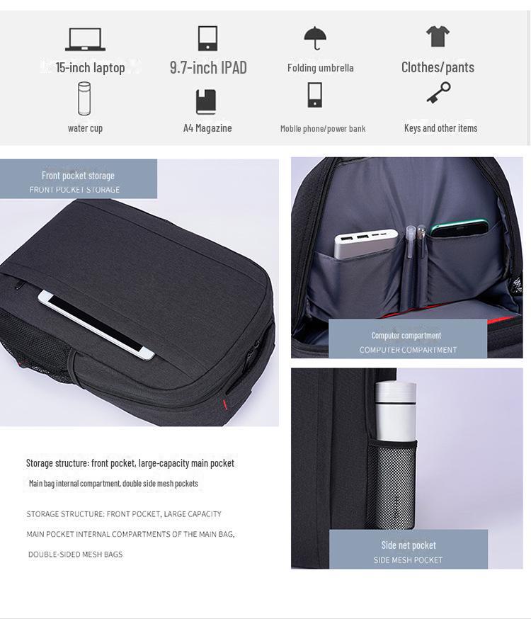 Men's Stylish Solid Color Business Backpack - Large Capacity, High-End Commuter Design