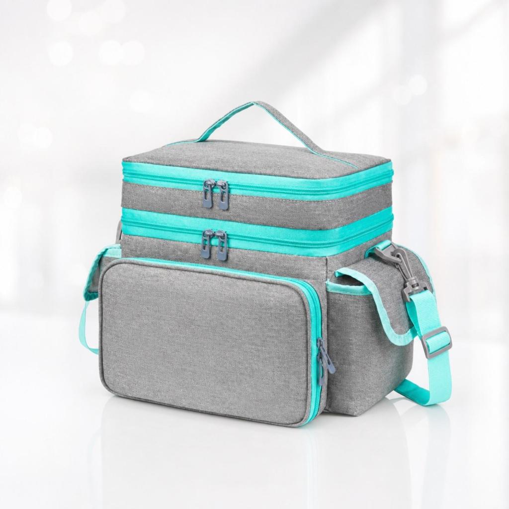 Sewing Organizer Bag with Shoulder Strap Transparent Pockets Tool