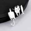 1 Pair Cut Cat Fish Stud Earrings Sweet Little Fish Cat Studs for Women Gift Silver  Studs Earrings