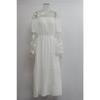 Women's White Chiffon Lace Jacquard Off-Shoulder Evening Gown - Elegant Long Dress for Wedding & Formal Events