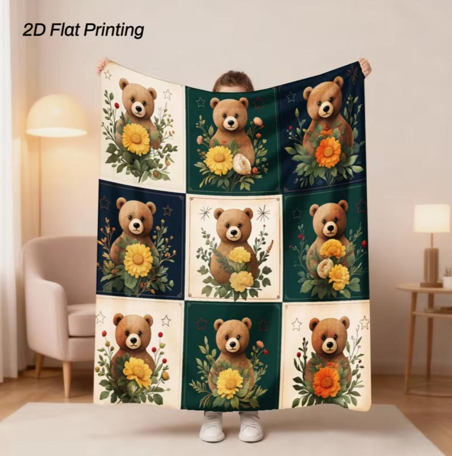 1 Piece of Soft and Warm Flannel Blanket, Suitable for Purple Tulip Flower Heart Checkered Love Flower, Purple Home Decoration