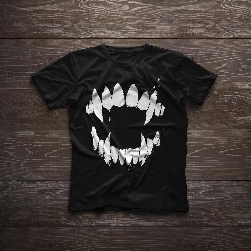 T-shirt con Denti da Vampiro Stile Street Y2k Camicia Moda Alternativa Oscura Top Nuova Collezione Estiva