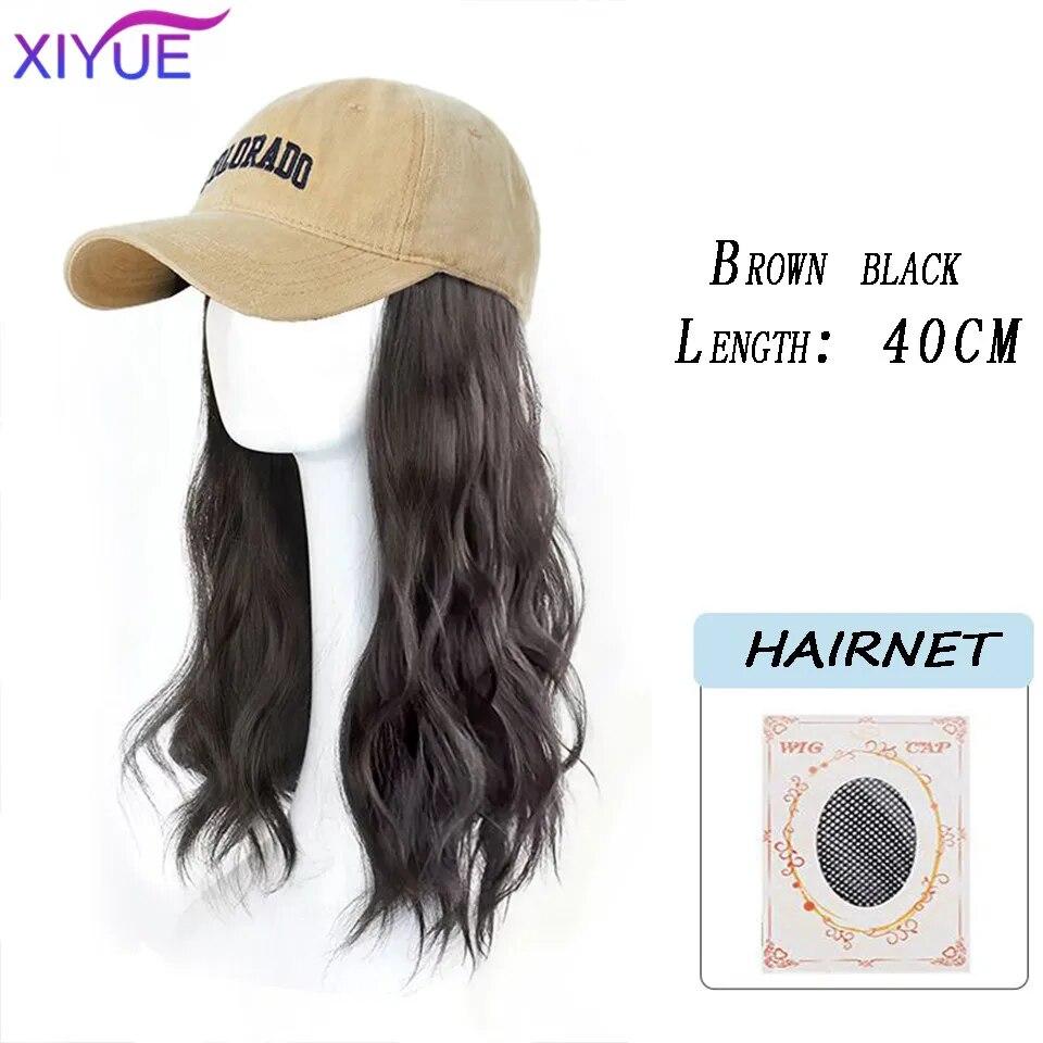 Kapelusz peruka kobiece długie włosy jednoczęściowy kobiecy fason leniwe lekko kręcone włosy czapka z daszkiem peruka pełne nakrycie głowy