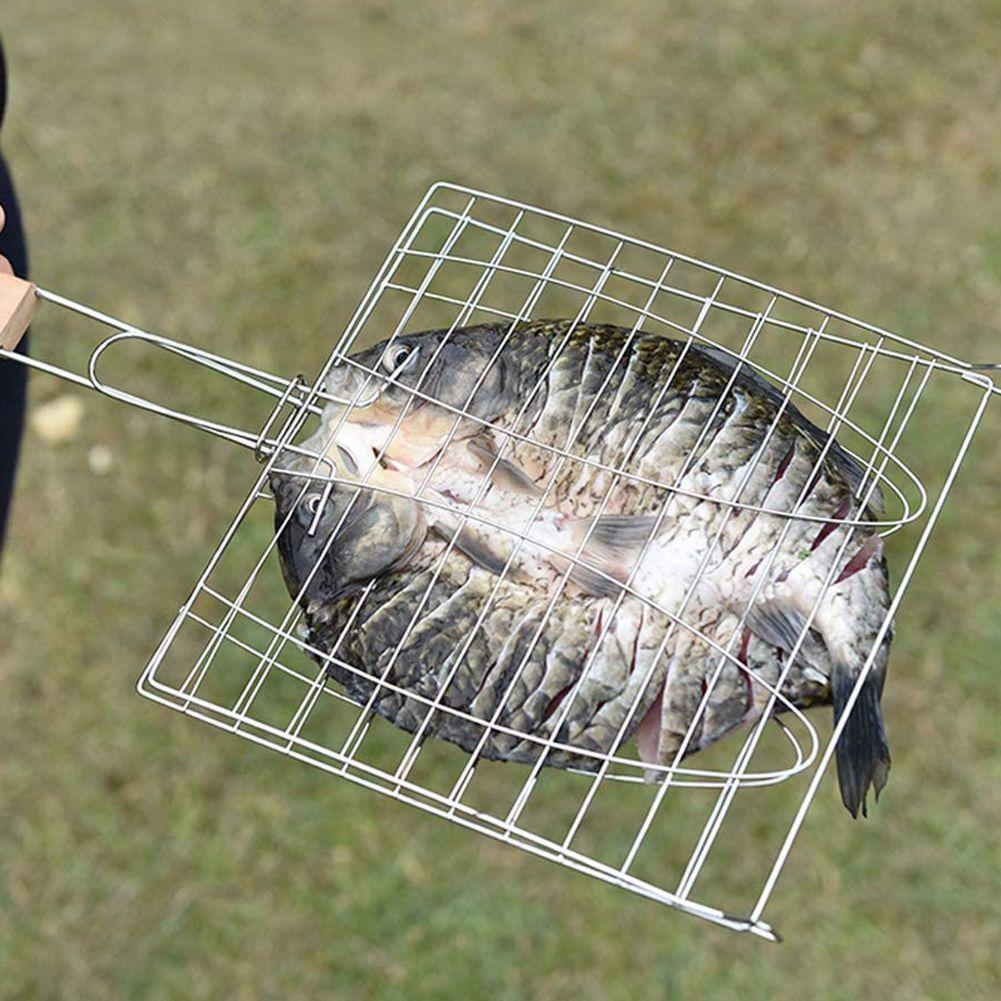 Fish Grill Basket Fish Grill Net with Wide Handle Useful BBQ Tool
