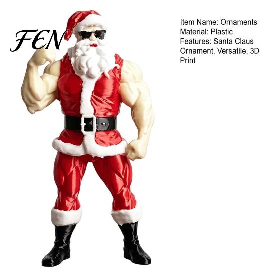 Santa Claus Muscle Figures Strong Muscles Ornament, Lines And Beard Decor, 3D Printed Funny Office Desk Holiday Decor Christmas Decoration,