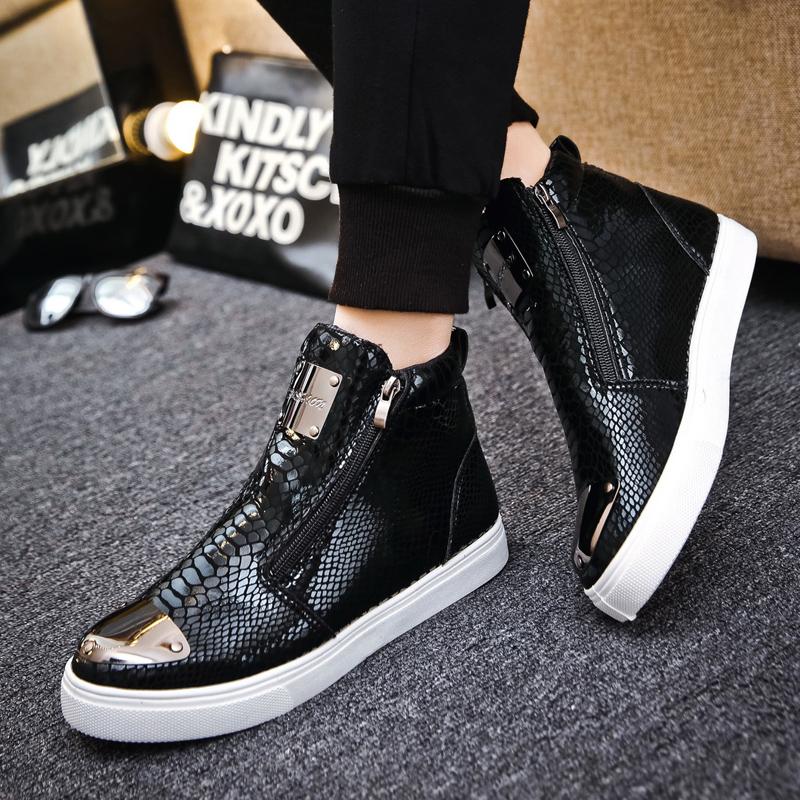 Fashion Fashion Silver Crocodile Skateboard Sneakers Men Mirrors Designer Mens Luxury Shoes Streetwear High Top Zip Men's Sports Shoes