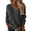 Women's Solid Color Sweater Women's V-neck Long Sleeved Pullover Sweater Top