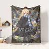 Custom Name Floral Fantasy Flannel Blanket Throw Blanket Soft Warm Sofa Bed Home Decor Unique Gift