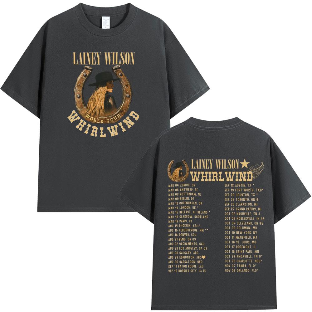 Lainey Wilson Whirlwind World Tour 2025 Graphic Tshirt Men Women Vintage Hip-hop T-shirt Aesthetic Trend Cotton Casual T-shirts